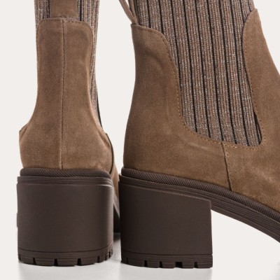 REQINS - Bottines Dita Cuir Velours/Lame - Vison REQINS - Bottines Dita Cuir Velours/Lame - Vison