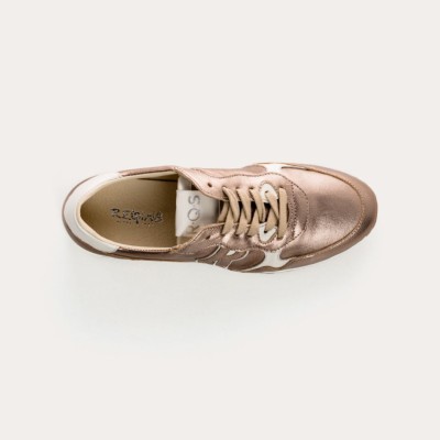 REQINS - Baskets Mania Cuir Métallisé - Champagne