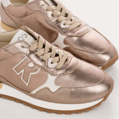 REQINS - Baskets Mania Cuir Métallisé - Champagne